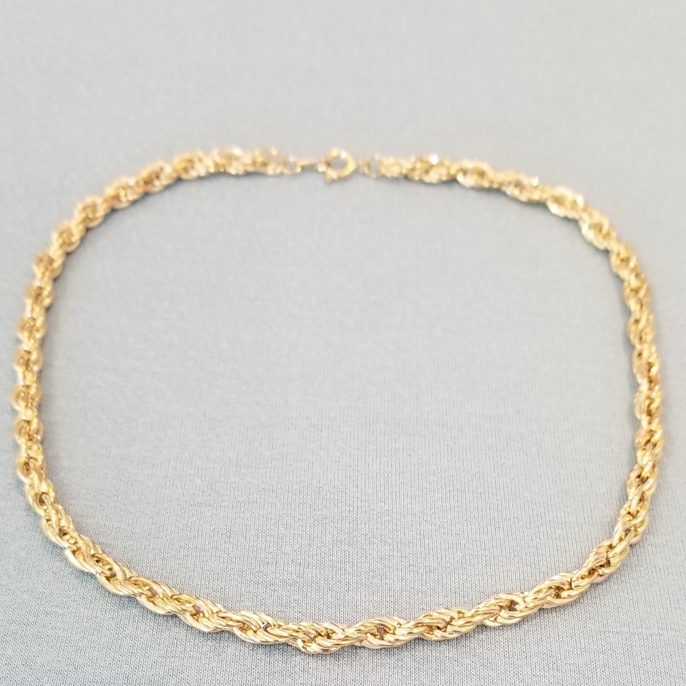 Vintage Elegant Gold Rope Choker and Bracelet Set. Necklace 16" Bracelet 7" - Picture 4 of 4